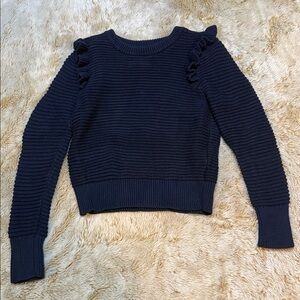 Banana Republic Navy Ruffle Sleeve Sweater